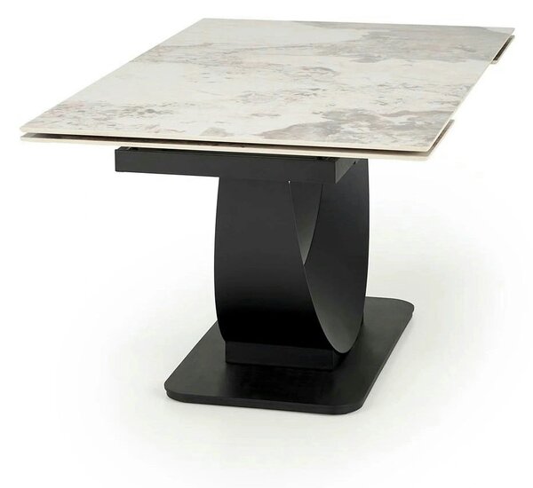 Masa living lux FERNANDO, alb/negru, ceramica/metal, 160/240x92x75 cm