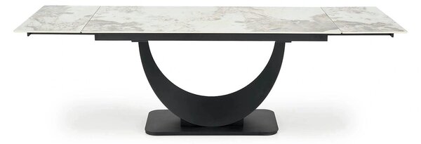 Masa living lux FERNANDO, alb/negru, ceramica/metal, 160/240x92x75 cm