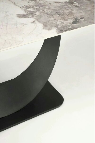 Masa living lux FERNANDO, alb/negru, ceramica/metal, 160/240x92x75 cm