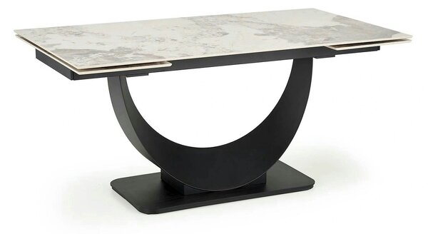 Masa living lux FERNANDO, alb/negru, ceramica/metal, 160/240x92x75 cm