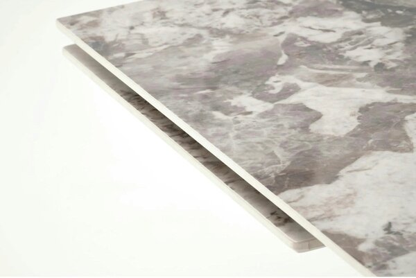 Masa living lux FERNANDO, alb/negru, ceramica/metal, 160/240x92x75 cm