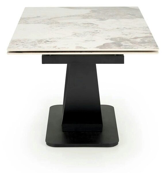 Masa living lux FERNANDO, alb/negru, ceramica/metal, 160/240x92x75 cm