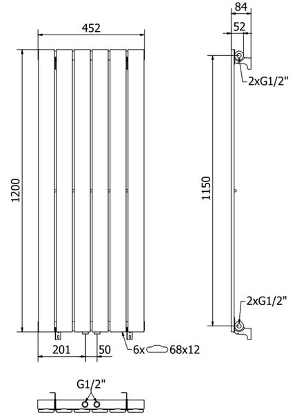Mexen Boston radiator decorativ 1200 x 452 mm, 611 W, alb - W213-1200-452-00-20