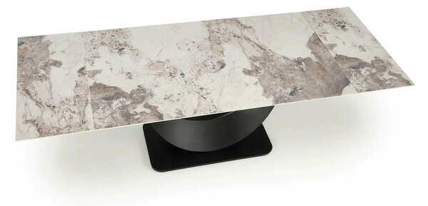 Masa living lux FERNANDO, alb/negru, ceramica/metal, 160/240x92x75 cm