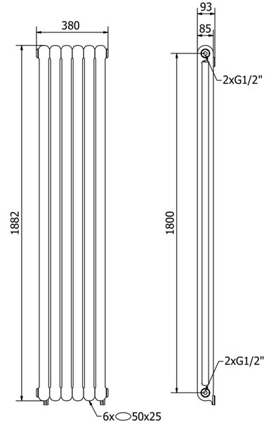 Mexen Kent radiator decorativ 1882 x 380 mm, 1392 W, alb - W216-1882-380-00-20