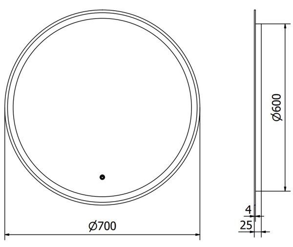 Mexen Gobi, oglinda LED rotunda pentru baie cu iluminare de fundal 70 cm, 6000K, anti-aburire, 9801-070-070-611-00