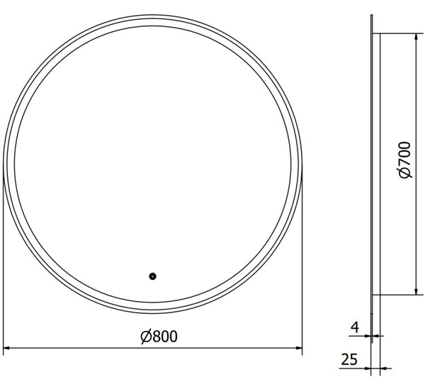 Mexen Gobi, oglinda LED rotunda pentru baie cu iluminare de fundal 80 cm, 6000K, anti-aburire, 9801-080-080-611-00