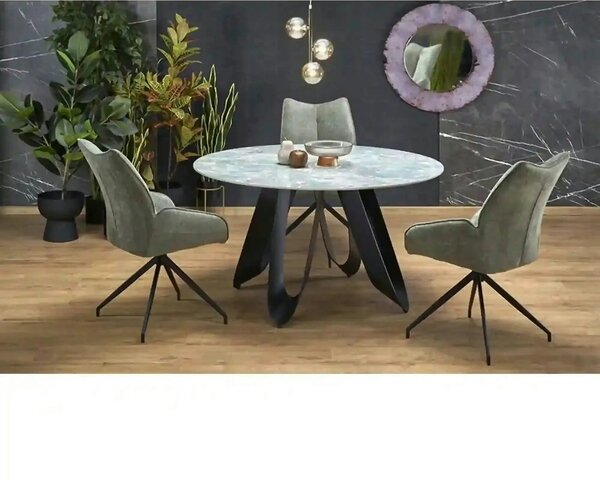 Masa GIOVANI, verde/negru, ceramica/metal, 135x135x76 cm