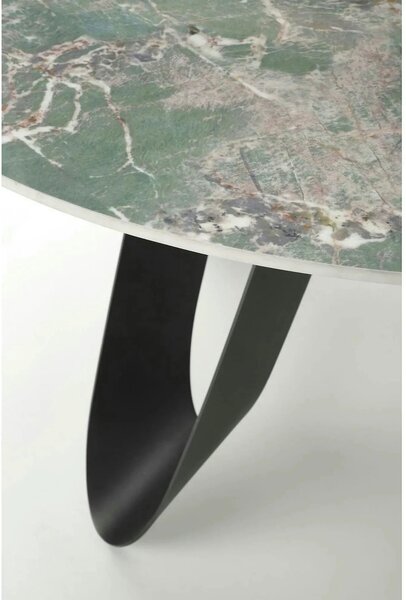 Masa GIOVANI, verde/negru, ceramica/metal, 135x135x76 cm