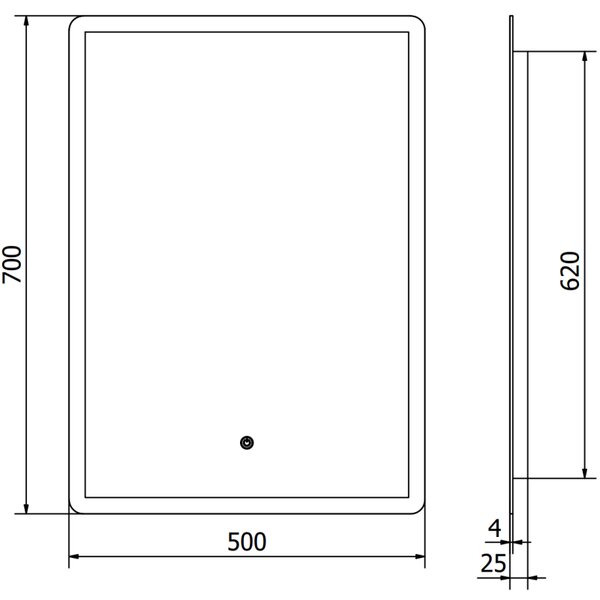 Mexen Navia, oglinda baie LED cu iluminare din spate 50 x 70 cm, 6000K, anti-aburire, 9803-050-070-611-00