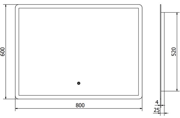 Mexen Navia, oglinda baie LED cu iluminare din spate 80 x 60 cm, 6000K, anti-aburire, 9803-080-060-611-00