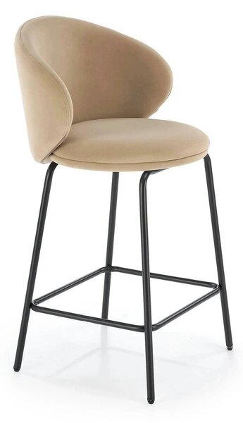 Scaun bar cu spatar inalt H121, bej - Mavel 38/negru, stofa catifelata