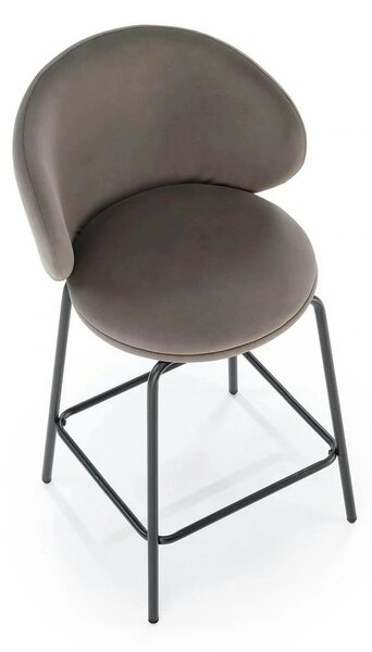 Scaun bar H121, gri - Mavel 14/negru, stofa catifelata/metal, 51x50x92