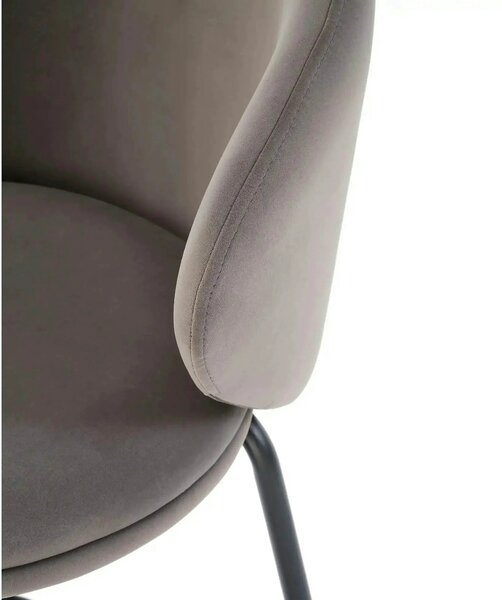 Scaun bar H121, gri - Mavel 14/negru, stofa catifelata/metal, 51x50x92