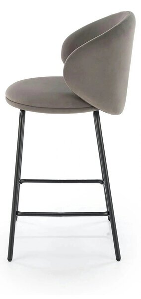 Scaun bar H121, gri - Mavel 14/negru, stofa catifelata/metal, 51x50x92