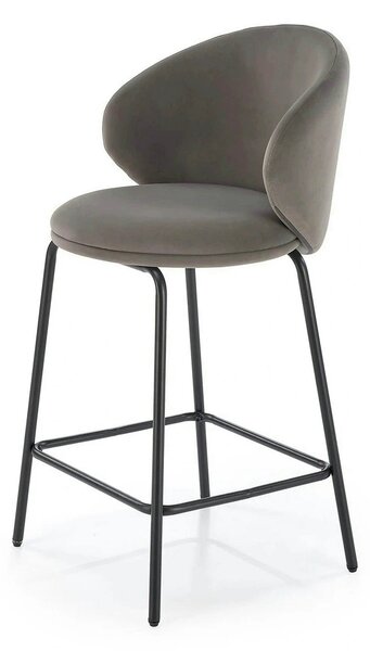 Scaun bar H121, gri - Mavel 14/negru, stofa catifelata/metal, 51x50x92