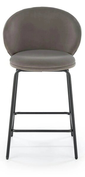 Scaun bar H121, gri - Mavel 14/negru, stofa catifelata/metal, 51x50x92