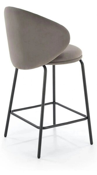 Scaun bar H121, gri - Mavel 14/negru, stofa catifelata/metal, 51x50x92