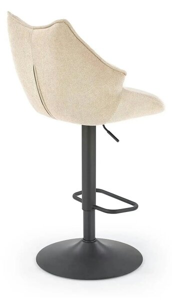 Scaun bar H122, bej/negru, stofa clasica/metal, 50x54x96/118 cm