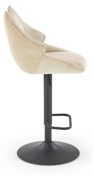 Scaun bar H122, bej/negru, stofa clasica/metal, 50x54x96/118 cm