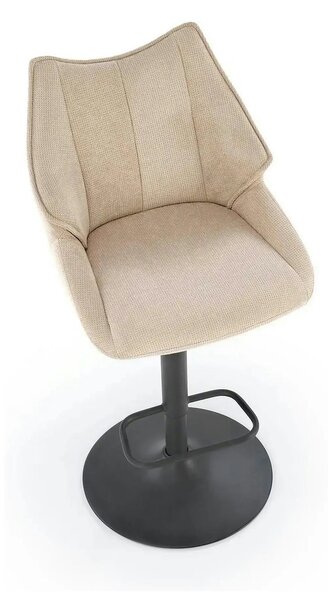 Scaun bar H122, bej/negru, stofa clasica/metal, 50x54x96/118 cm