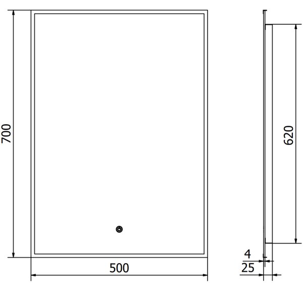 Mexen Erma, oglinda baie LED cu iluminare din spate si rama neagra 50x70 cm, 6000K, anti-aburire, 9814-050-070-611-70