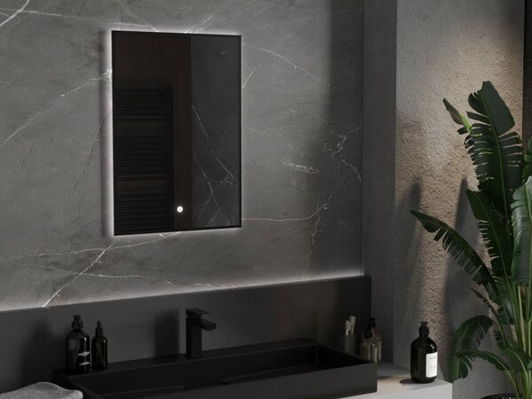 Mexen Erma, oglinda baie LED cu iluminare din spate si rama neagra 50x70 cm, 6000K, anti-aburire, 9814-050-070-611-70