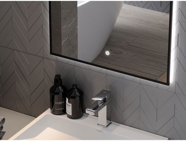 Mexen Erma, oglinda baie LED cu iluminare din spate si rama neagra 50x70 cm, 6000K, anti-aburire, 9814-050-070-611-70