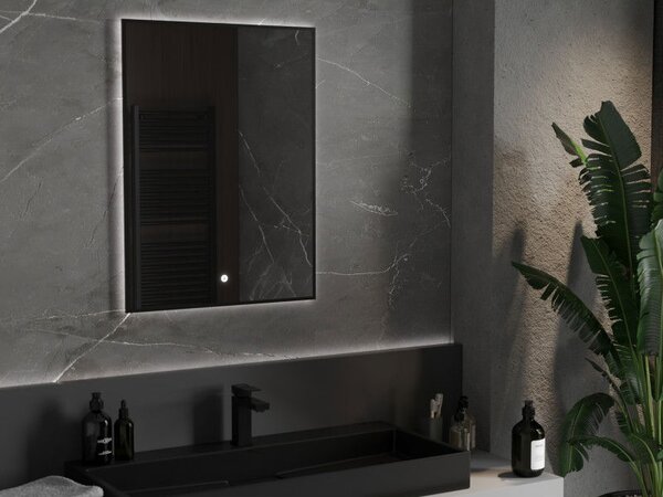 Mexen Erma, oglinda baie LED cu iluminare din spate si rama neagra 60x80 cm, 6000K, anti-aburire, 9814-060-080-611-70
