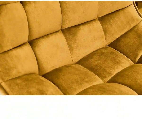 Scaun bar H95, galben mustar - Bluvel 68/negru, stofa catifelata/metal