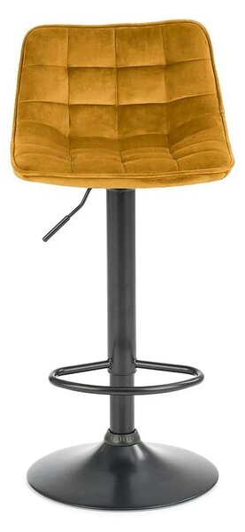 Scaun bar H95, galben mustar - Bluvel 68/negru, stofa catifelata/metal