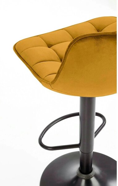 Scaun bar H95, galben mustar - Bluvel 68/negru, stofa catifelata/metal