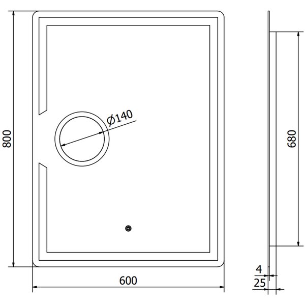 Mexen Onyx, oglinda baie LED cu iluminare din spate si oglinda cosmetica 60x80 cm, 6000K, anti-aburire, 9813-060-080-611-00