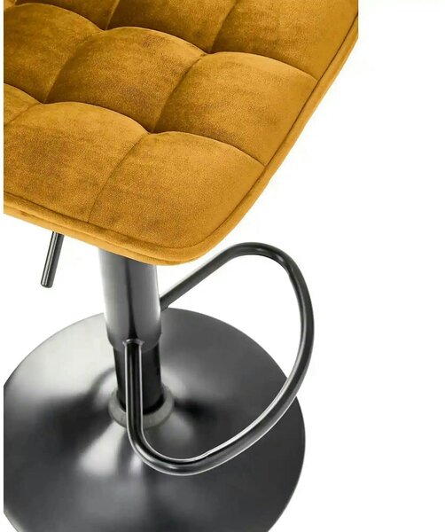 Scaun bar H95, galben mustar - Bluvel 68/negru, stofa catifelata/metal
