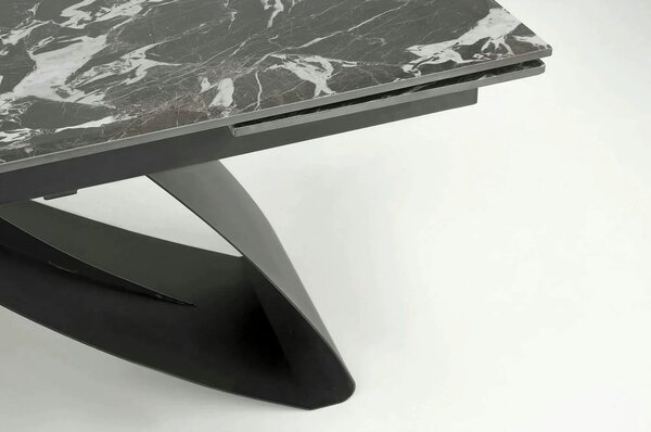 Masa extensibila HILARIO, negru, piatra sinterizata/metal, 180/260x90x