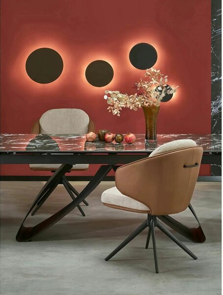 Masa extensibila HILARIO, negru, piatra sinterizata/metal, 180/260x90x