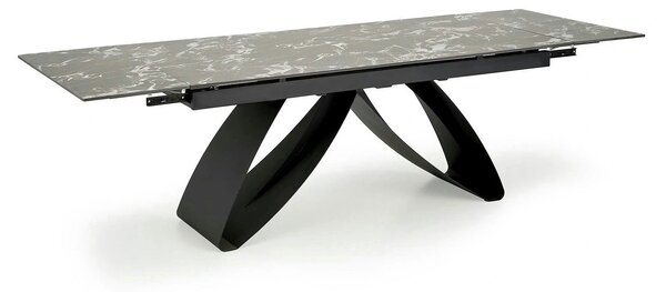 Masa extensibila HILARIO, negru, piatra sinterizata/metal, 180/260x90x