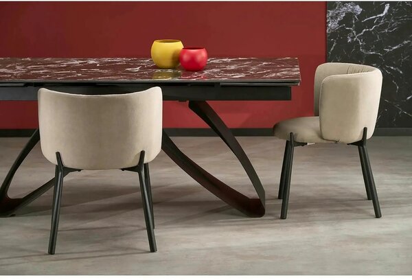 Scaun K531, bej/negru, stofa catifelata/metal, 60x58x76 cm