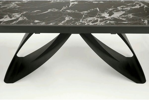 Masa extensibila HILARIO, negru, piatra sinterizata/metal, 180/260x90x