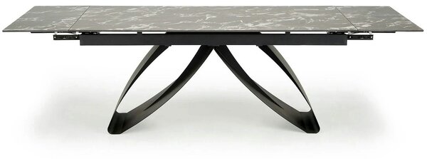 Masa extensibila HILARIO, negru, piatra sinterizata/metal, 180/260x90x
