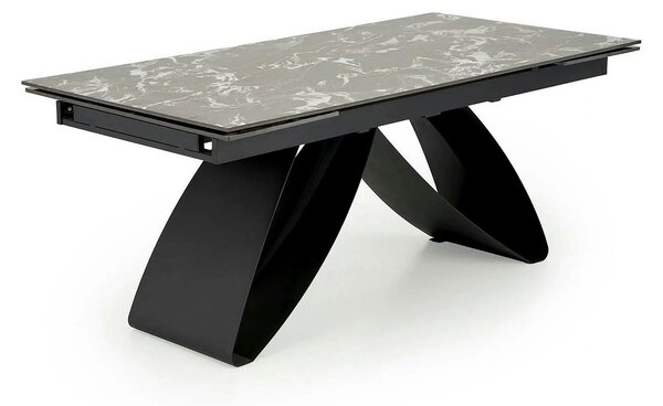 Masa extensibila HILARIO, negru, piatra sinterizata/metal, 180/260x90x