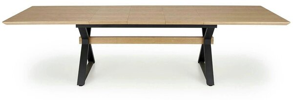 Masa extensibila HENRY, stejar/negru, furnir/metal, 180/300x100x75 cm
