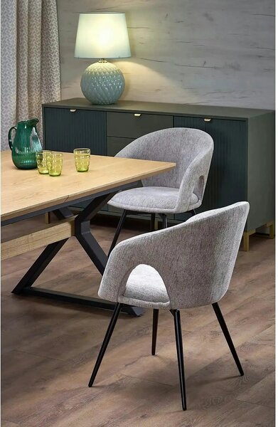 Masa extensibila HENRY, stejar/negru, furnir/metal, 180/300x100x75 cm