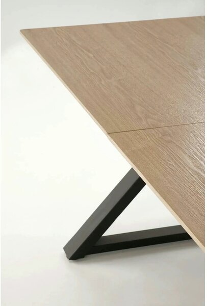 Masa extensibila HENRY, stejar/negru, furnir/metal, 180/300x100x75 cm