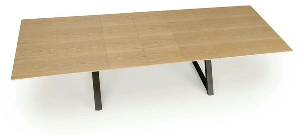 Masa extensibila HENRY, stejar/negru, furnir/metal, 180/300x100x75 cm