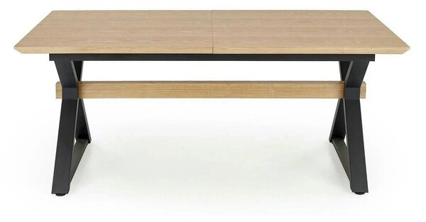 Masa extensibila HENRY, stejar/negru, furnir/metal, 180/300x100x75 cm