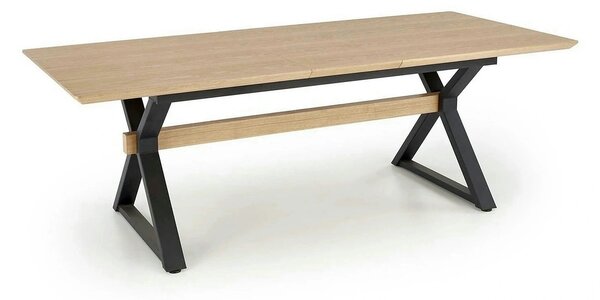 Masa extensibila HENRY, stejar/negru, furnir/metal, 180/300x100x75 cm
