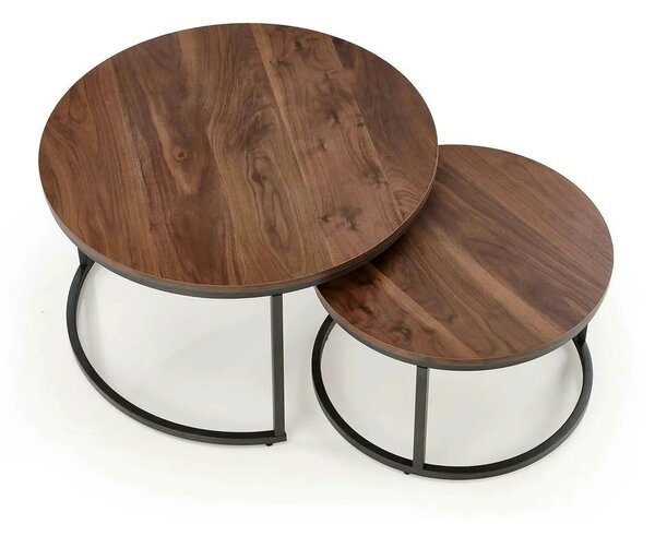 Set 2 masute cafea JAVA, nuc/negru