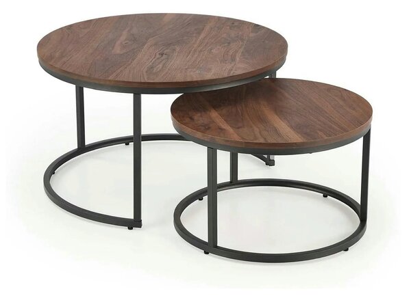 Set 2 masute cafea JAVA, nuc/negru