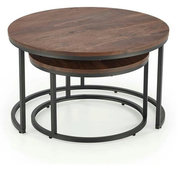 Set 2 masute cafea JAVA, nuc/negru